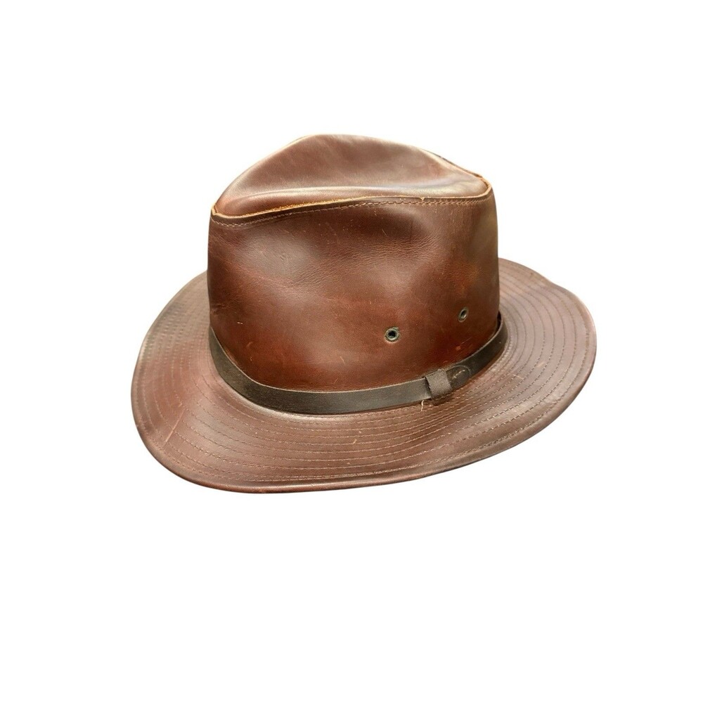 Vtg.‎ Henschel Hat Co Hatquarters USA Brown  Leather Western Cowboy Hat Size XL